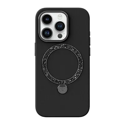 Funda para móvil Joyroom PN-15L2 Dancing Circle Silikon Schwarz mit Kristallen für iPhone 15 Pro