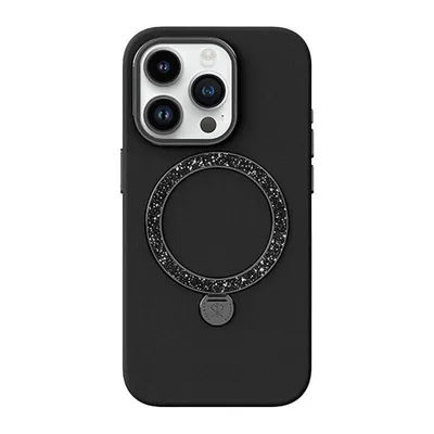 Funda para móvil Joyroom PN-15L4 Dancing Circle Silikon schwarz mit Kristallen für iPhone 15 Pro Max