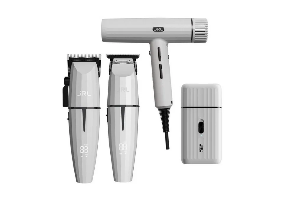 JRL Haarschneider JRL Limitierte Ghost Edition Combo Kit 3, JRL Ghost Edition: Clipper, Trimmer, Shaver und Haartrockner, Weiße Ghost Edition, Profi-Set Clipper+Trimmer+Shaver, 95k U/min