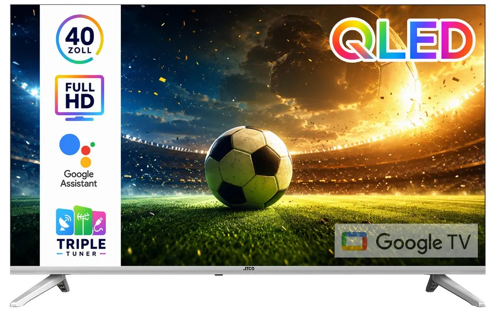 JTC-24 JTCSQ40F39405G QLED-Fernseher (100 cm/40 Zoll, Full HD, Smart-TV, Google TV, 40 Zoll, QLED, Android TV, Sprachsteuerung, Triple Tuner, Bluetooth)