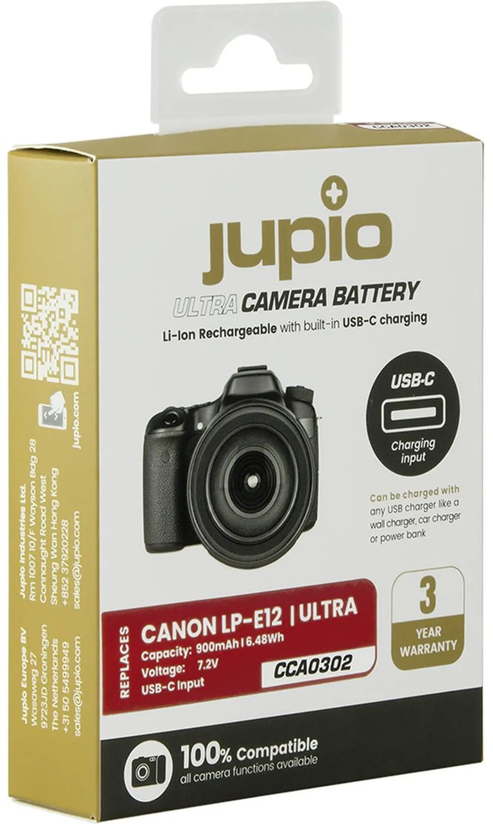Jupio LP-E12 *ULTRA C* USB-C input 900mAh