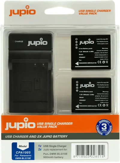 Jupio Kit: 2x Battery DMW-BLG10E + USB Single Charger