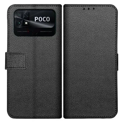 Just in Case Pu-Leder Book HÃ¼lle Schwarz Poco C40