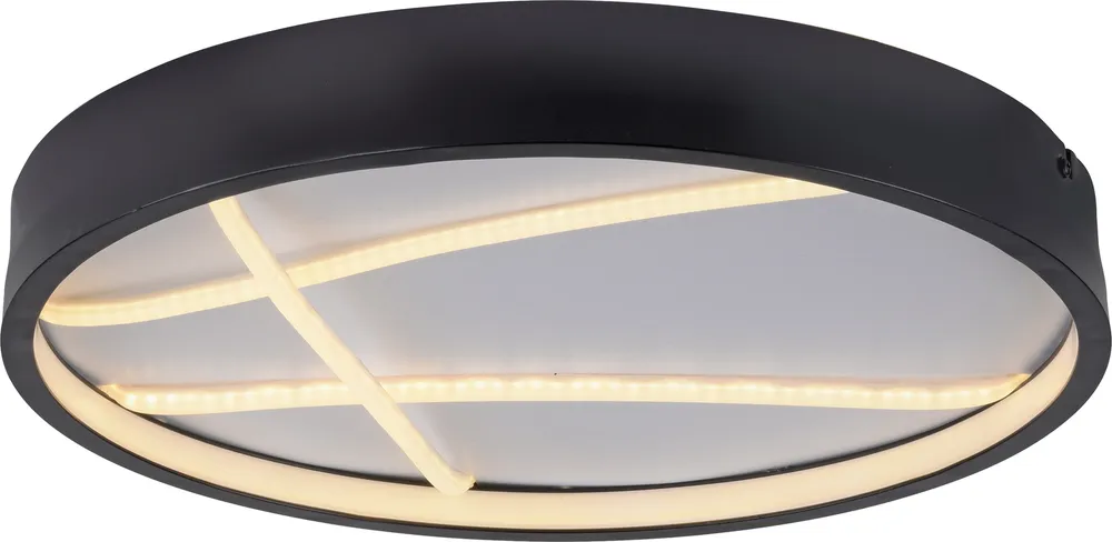 JUST LIGHT LED-Deckenleuchte 14091-18, 33W, 3000K, 4250lm, warmweiß, IP20, schwarz