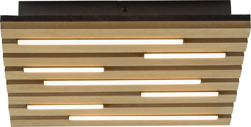 JUST LIGHT LED-Deckenleuchte 15590-79, 10W, 3000K, 1450lm, warmweiß, IP20, Holz/schwarz