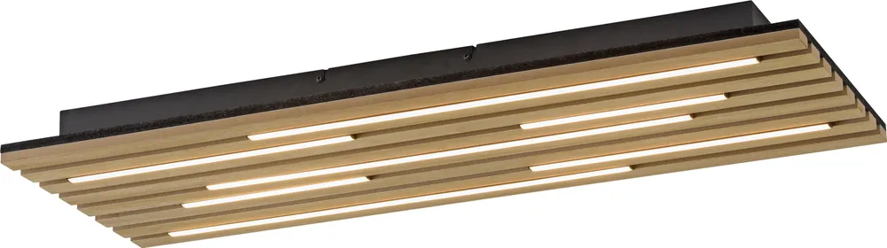 JUST LIGHT LED-Deckenleuchte 15591-79, 25W, 3000K, 3400lm, warmweiß, IP20, Holz/schwarz