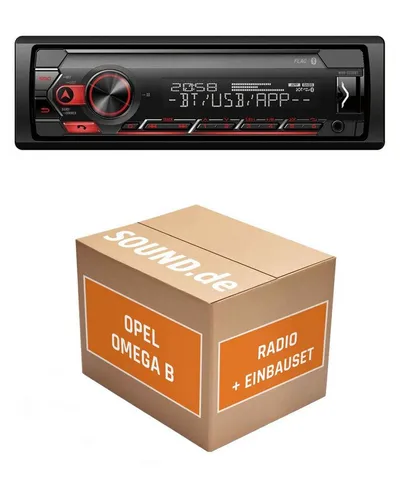 JUST SOUND best choice for caraudio Autoradio Einbauset Pioneer Pioneer MVH-S320BT Opel Omega B1 Autoradio (RDS, Abnehmbares Bedienteil, AM/FM Radio, Animiertes Display, Bluetooth, AUX Eingang, 1 DIN)