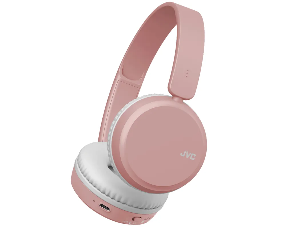 JVC HA-S36W Bluetooth kabellose faltbare Kopfhörer mit Mikrofon und Sprachassistent, rosa