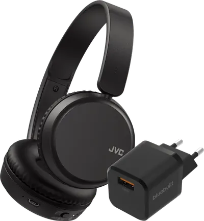 JVC HA-S36W Schwarz + BlueBuilt Quick-Charge-Ladegerät mit USB-A-Port 18 W Schwarz