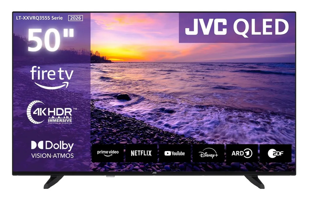 JVC LT-50VRQ3555 QLED-Fernseher (126 cm/50 Zoll, 4K Ultra HD, Fire TV, Fire TV / Smart TV, Dolby Vision HDR, Alexa Built-In, Triple-Tuner)