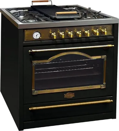 Kaiser Küchengeräte Gas-Standherd HGE 93555 Em, mit 1-fach-Teleskopauszug, Retro Gas Elektro Standherd 90 cm Range Coocker