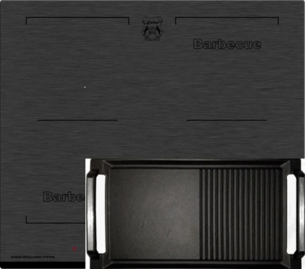 Kaiser Küchengeräte Induktions-Kochfeld KCT 6700 FI+Grillplatte, Glaskeramik mit Facetten, Autark Herd Power Booster 60 cm Barbecue