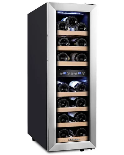 kalamera Weinkühlschrank KRC-35FCSS-1, für 19 Standardflaschen á 0,75l,2 zonen