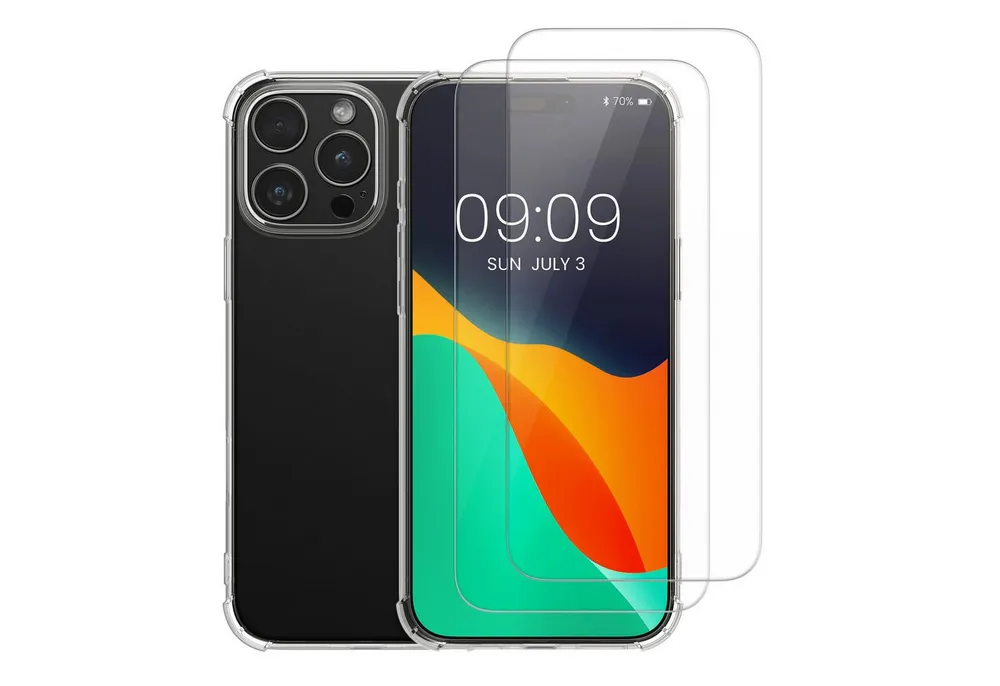 kalibri Handyhülle Hülle für Apple iPhone 15 Pro Max Case, Handyhülle mit 2x Glas Schutz Folie - Cover Handyhülle