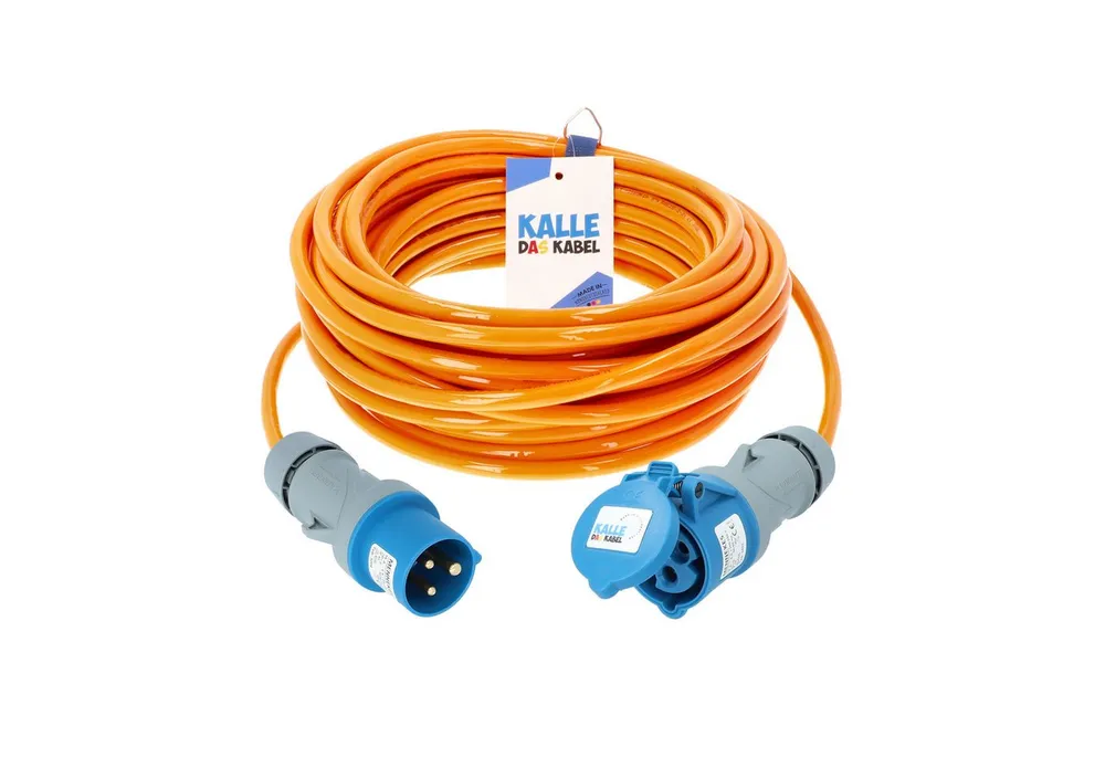 KALLE DAS KABEL Kalle Verlängerungskabel CEE 230V 16A 2,5 Orange IP44 10 Meter Verlängerungskabel, CEE 230V, 16A, CEE 230V, 16A (1000 cm)