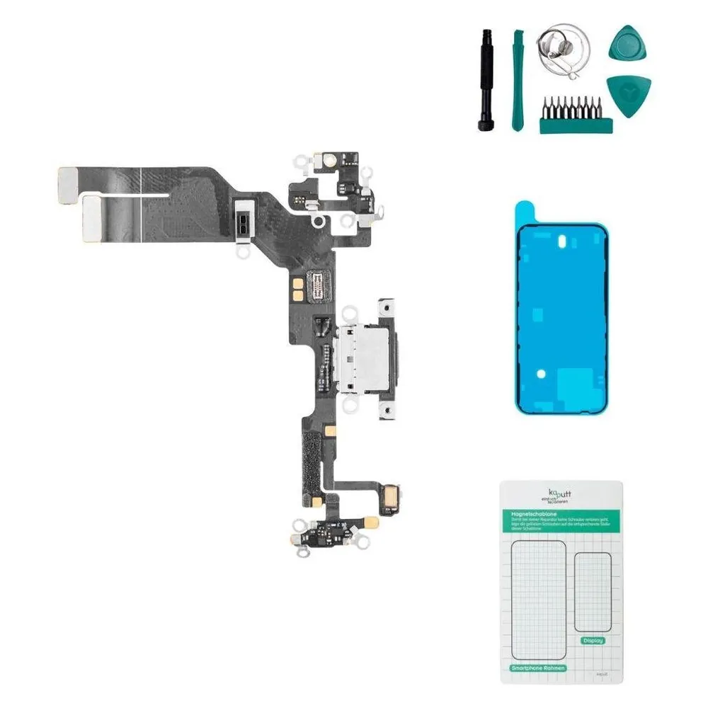 Kaputt.de iPhone 16e Ladebuchse Mikrofon Schwarz - Set