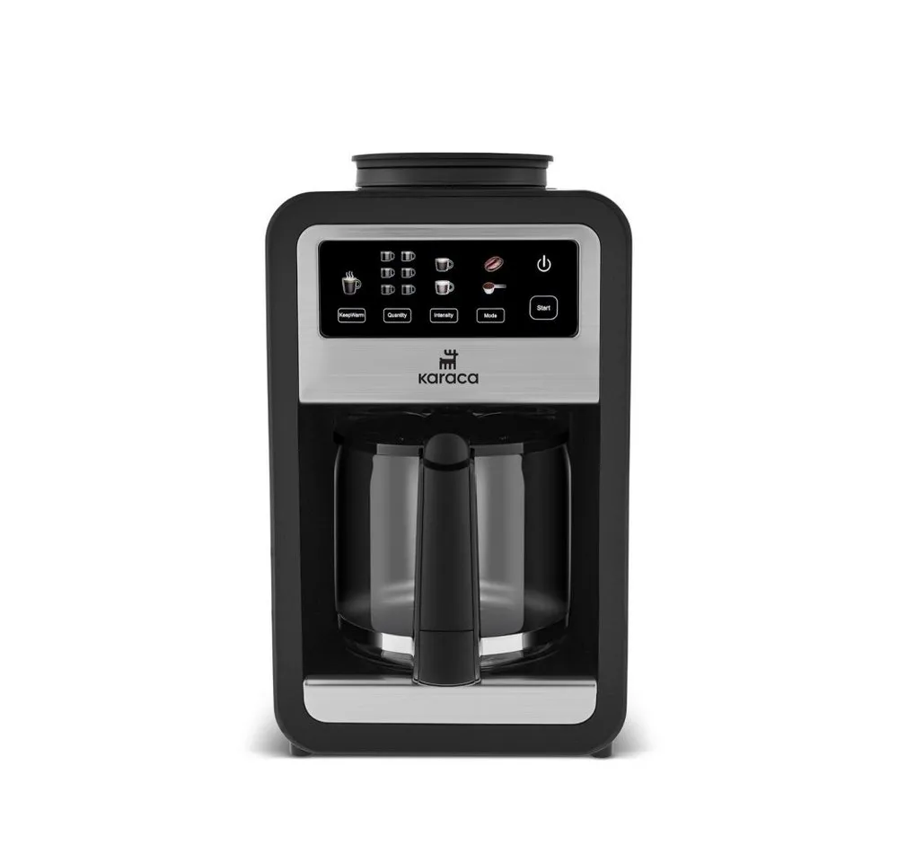 Karaca Espressomaschine, Grindbrew Pro Filterkaffeemaschine mit Mahlwerk 0,85L, 6 Tassen