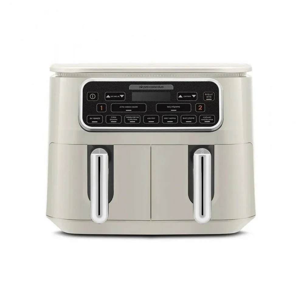 Karaca Heißluftfritteuse Air Cook Duo Hausmannskost XXXL 8 Liter Airfryer Heißluftfritteusen Fritteuse Starlight
