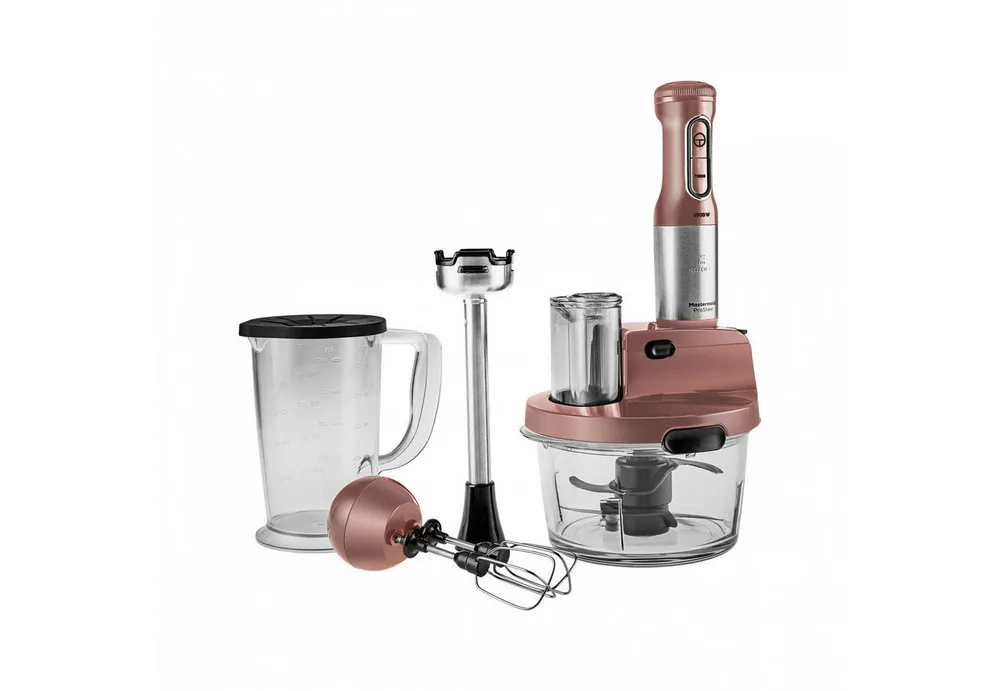 Karaca Küchenmaschine Mastermaid Küchenroboter aus Stahlglas Langer Mixer Standmixer Zeerkleinerer 2500 W Rosegold