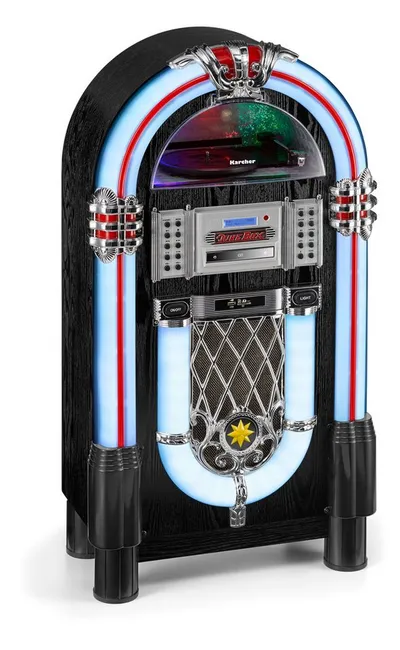 Karcher JB 6608D Retro-Radio (DAB+, UKW (FM), 40 W, Jukebox mit Plattenspieler, CD-Player, Bluetooth, UKW / DAB+ Radio)