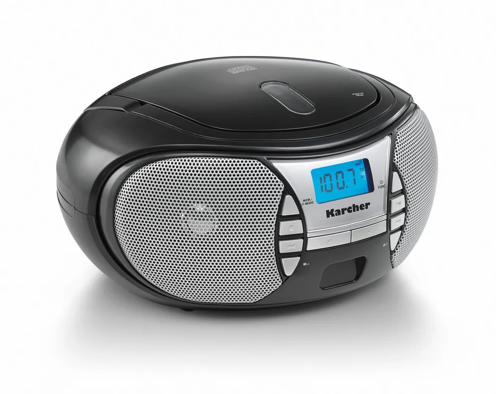 Karcher RR 5025-B Boombox (UKW (FM), tragbarer CD-Player mit UKW Radio, Batterie- / Netzbetrieb, AUX-In)