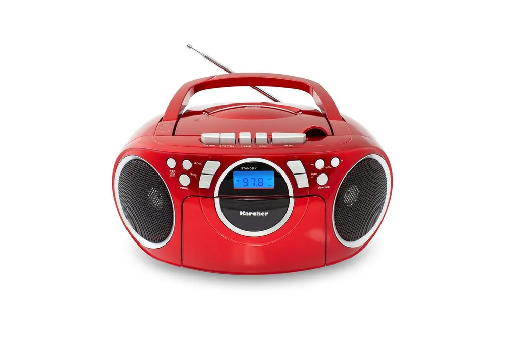 Karcher RR-5042-R Boombox (UKW (FM), tragbarer CD-Player mit UKW Radio, Kassettendeck)