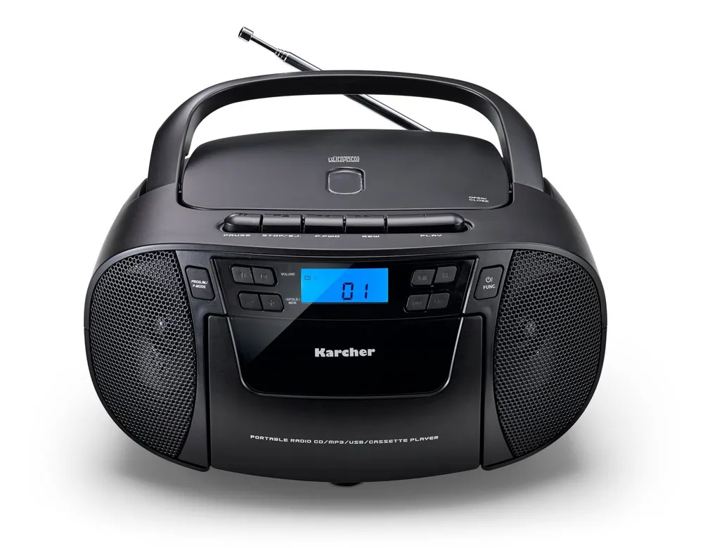 Karcher RR 5045 Boombox (UKW (FM), 3 W, tragbarer CD-Player mit UKW Radio, Kassettendeck)