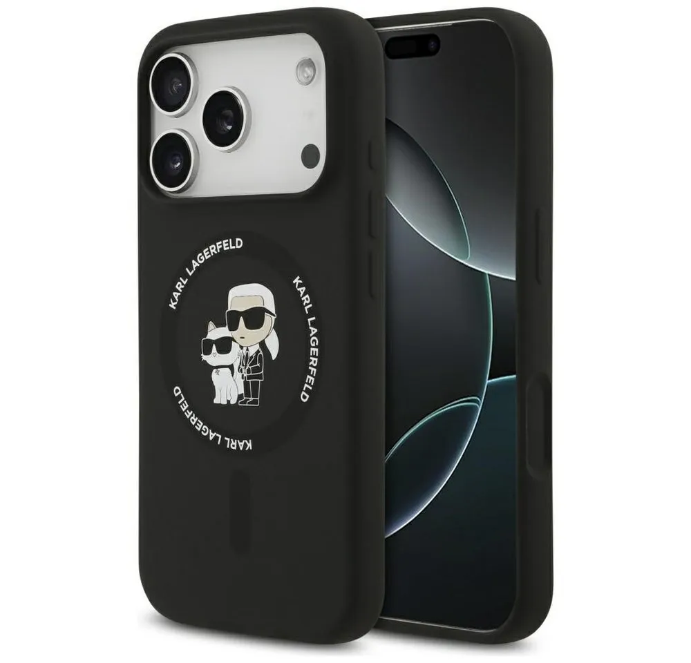 KARL LAGERFELD Handyhülle iPhone 17 Pro Max MagSafe Silikon schwarz Logo 6,9 Zoll, Kantenschutz