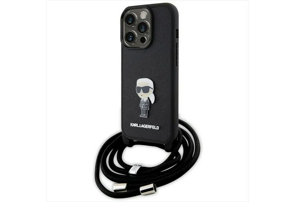 KARL LAGERFELD Smartphone-Hülle Karl Lagerfeld Apple iPhone 15 Pro Schutzhülle Saffiano Metal Pin