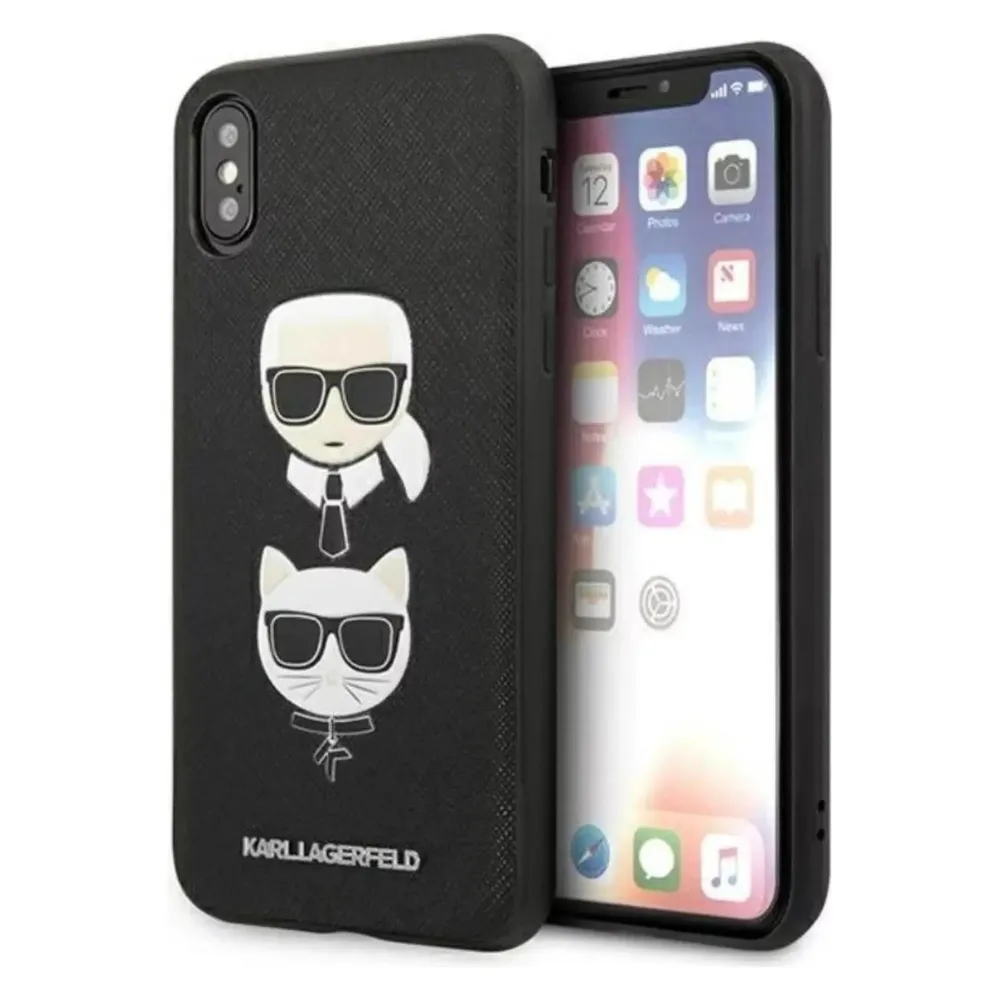 Karl Lagerfeld KLHCPXSAKICKCBK iPhone X/XS czarny/black hardcase Saffiano Karl&Choupette Head
