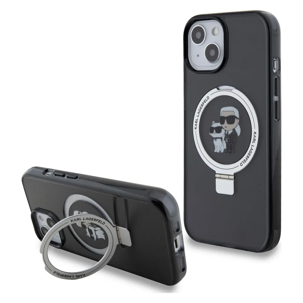 Karl Lagerfeld KLHMP15SHMRSKCK iPhone 15 6.1" czarny/black hardcase Ring Stand Karl&Choupettte MagSa