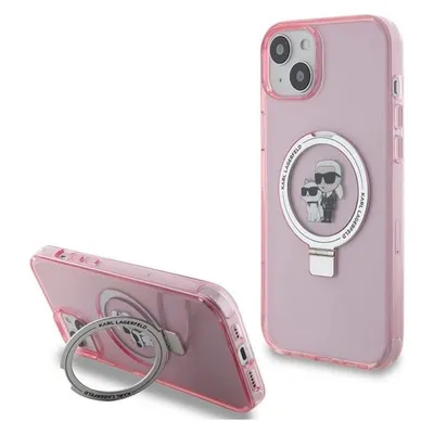 Karl Lagerfeld KLHMP15SHMRSKCP iPhone 15 6.1" różowy/pink hardcase Ring Stand Karl&Choupettte MagSaf