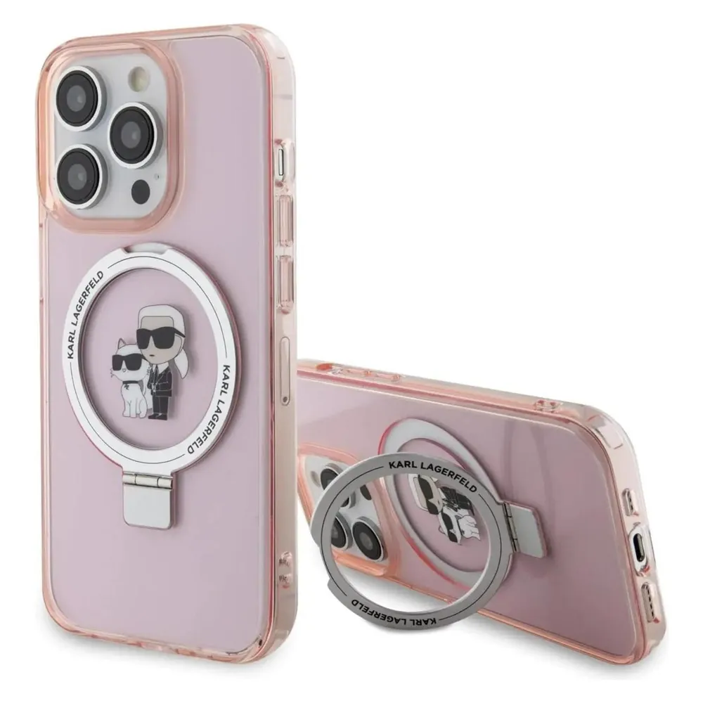 Karl Lagerfeld KLHMP15XHMRSKCP iPhone 15 Pro Max 6.7" różowy/pink hardcase Ring Stand Karl&Choupettt