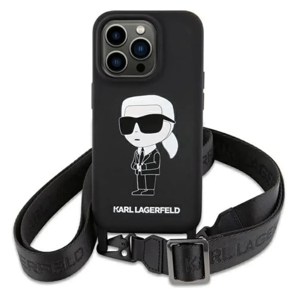 Karl Lagerfeld KLHCP15SSCBSKNK iPhone 15 6.1" hardcase czarny/black Crossbody Silicone Ikonik