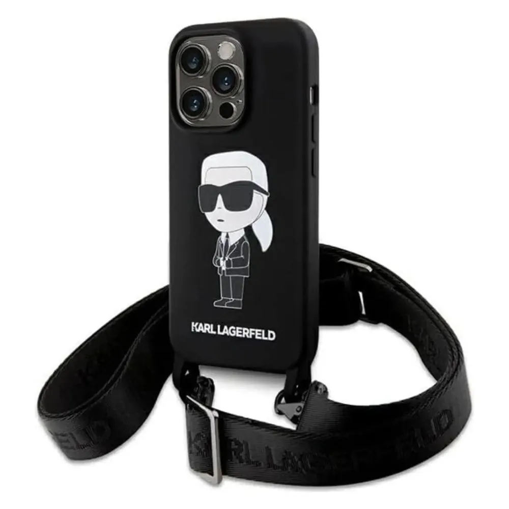 Karl Lagerfeld KLHCP15LSCBSKNK iPhone 15 Pro 6.1" hardcase czarny/black Crossbody Silicone Ikonik