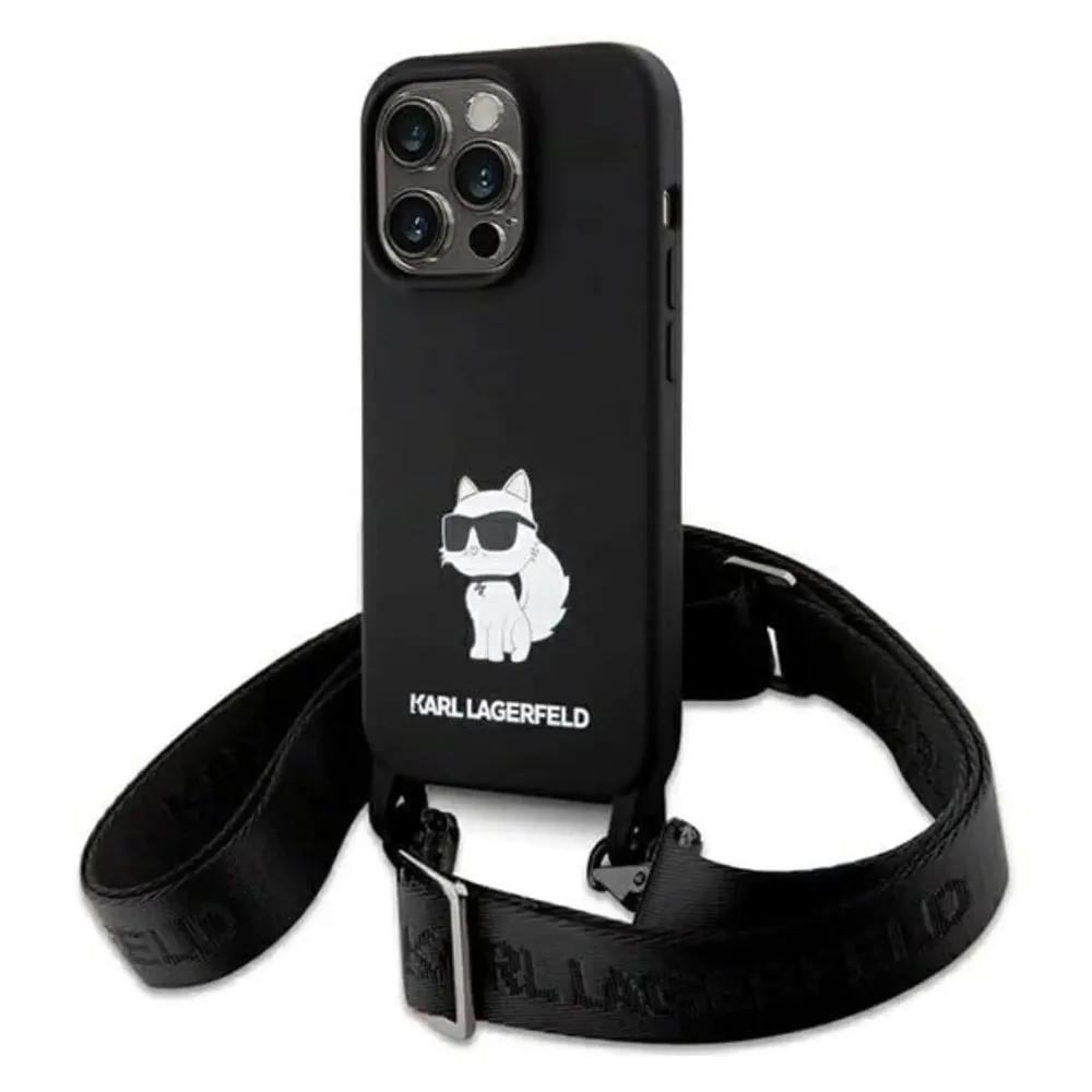 Karl Lagerfeld KLHCP15LSCBSCNK iPhone 15 Pro 6.1" hardcase czarny/black Crossbody Silicone Choupette