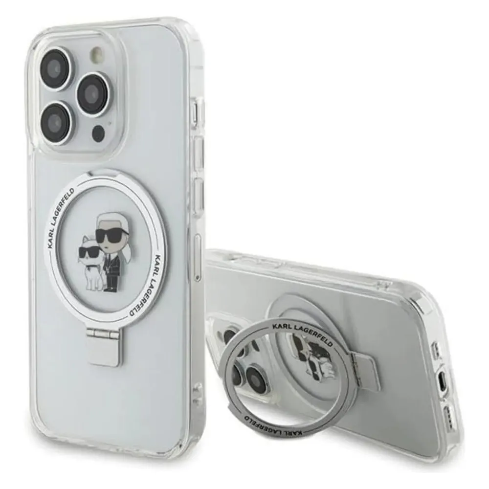 Karl Lagerfeld KLHMP14LHMRSKCH iPhone 14 Pro 6.1" bialy/white hardcase Ring Stand Karl&Choupettte Ma