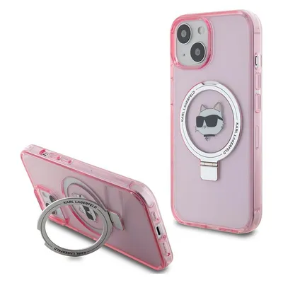 Karl Lagerfeld KLHMP15SHMRSCHP iPhone 15 6.1" różowy/pink hardcase Ring Stand Choupette Head MagSafe