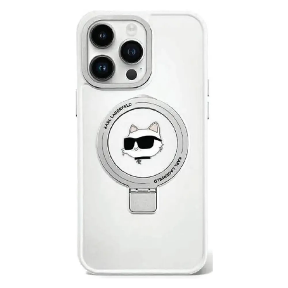 Karl Lagerfeld KLHMP15LHMRSCHH iPhone 15 Pro 6.1" biały/white hardcase Ring Stand Choupette Head Mag