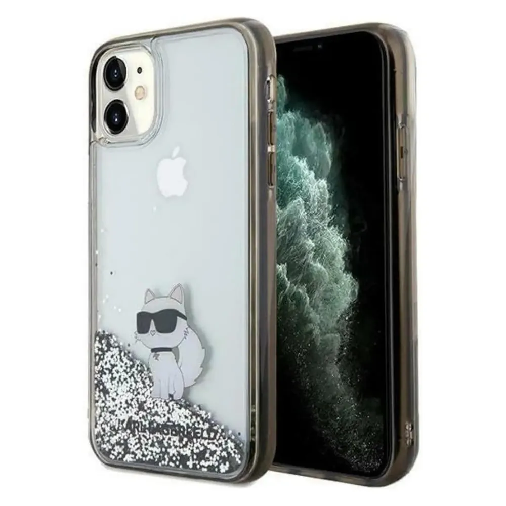Karl Lagerfeld KLHCN61LKCNSK iPhone 11 / Xr 6.1" transparent hardcase Liquid Glitter Choupette