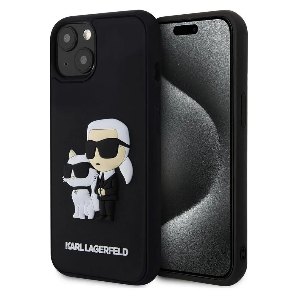 Karl Lagerfeld 3D Rubber Karl and Choupette Case for iPhone 13 Black