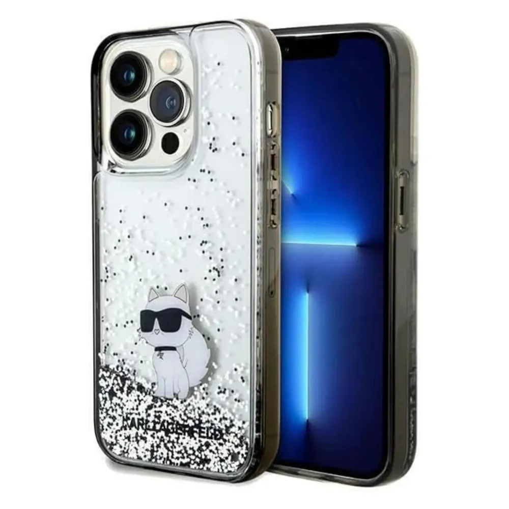 Karl Lagerfeld KLHCP14XLKCNSK iPhone 14 Pro Max 6.7" transparent hardcase Liquid Glitter Choupette