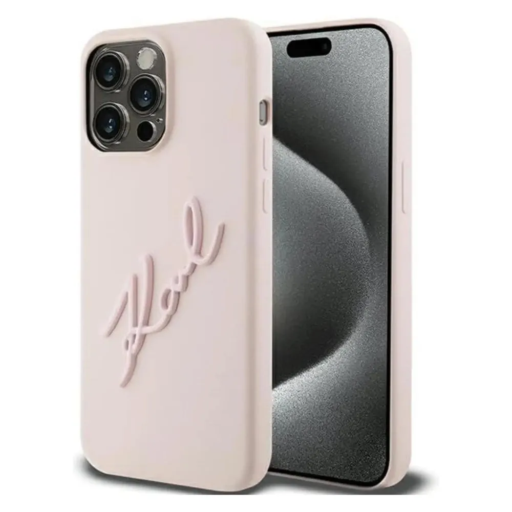 Karl Lagerfeld KLHCP15LSKSBMCP iPhone 15 Pro 6.1" różowy/pink hardcase Silicone Karl Script