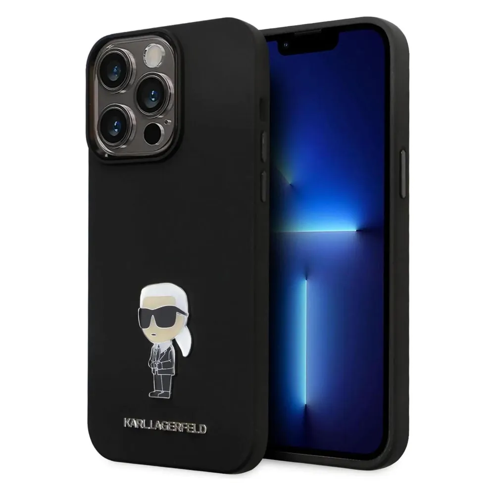 Karl Lagerfeld KLHCP15LSMHKNPK iPhone 15 Pro 6.1" czarny/black Silicone Ikonik Metal Pin