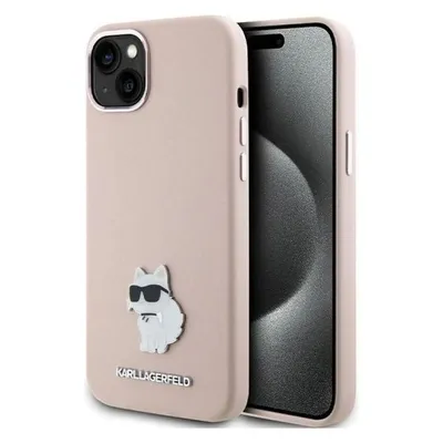 Karl Lagerfeld KLHCP15MSMHCNPP iPhone 15 Plus 6.7" różowy/pink Silicone Choupette Metal Pin