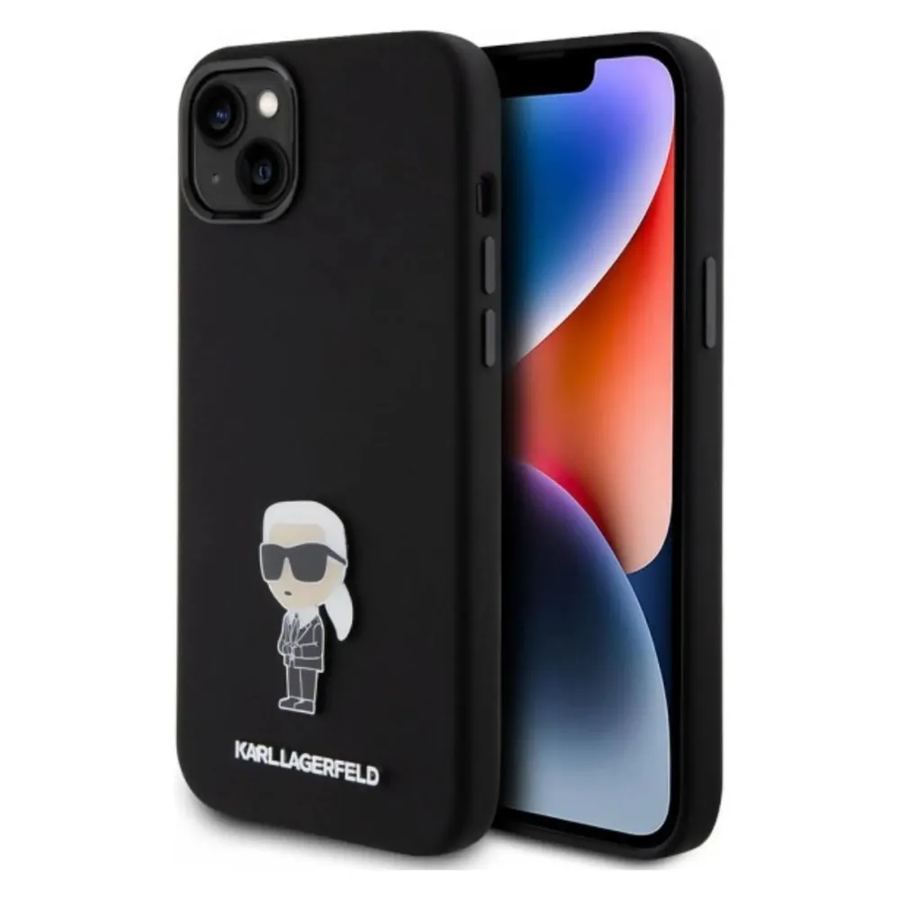 Karl Lagerfeld KLHCP15MSMHKNPK iPhone 15 Plus 6.7" czarny/black Silicone Ikonik Metal Pin