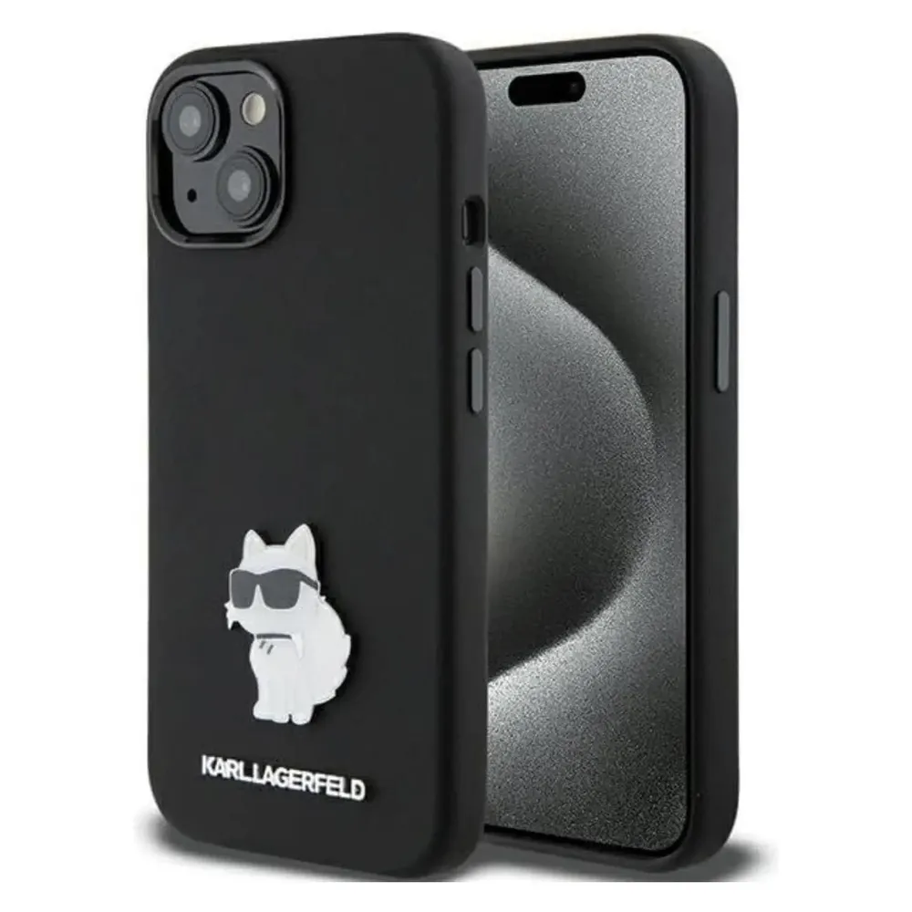 Karl Lagerfeld KLHCP15SSMHCNPK iPhone 15 6.1" czarny/black Silicone Choupette Metal Pin