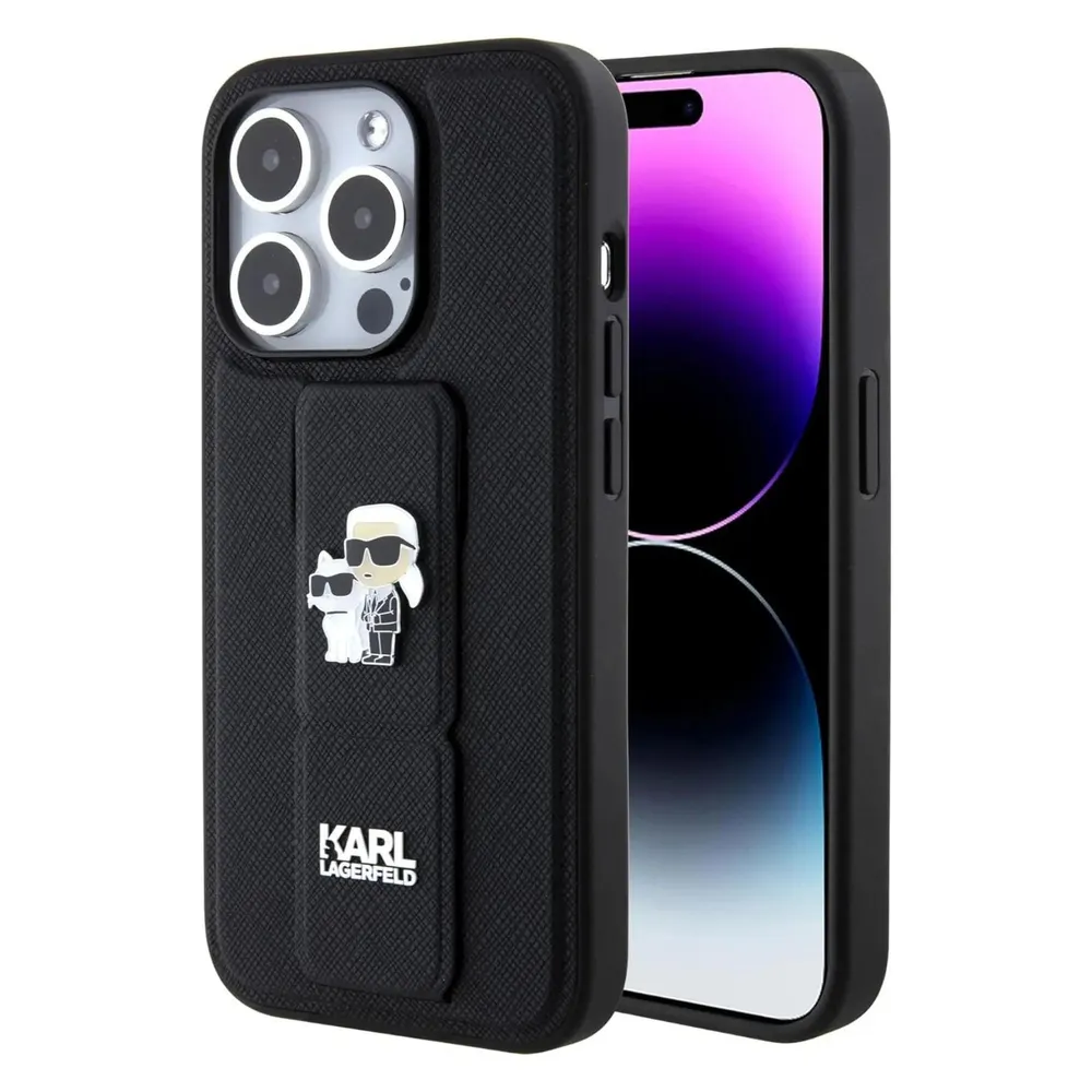 Karl Lagerfeld KLHCP15XGSAKCPK iPhone 15 Pro Max 6.7" czarny/black hardcase Gripstand Saffiano Karl&