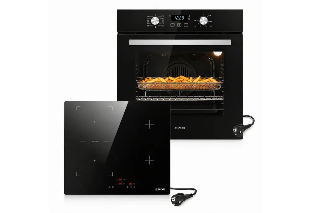 KB Elements Backofen-Set Einbaubackofen 60 cm mit 4-Zonen Induktionskochfeld 60cm, AQUA CLEAN, Herdset mit Air Fry, Flexzone und einfacher Installation