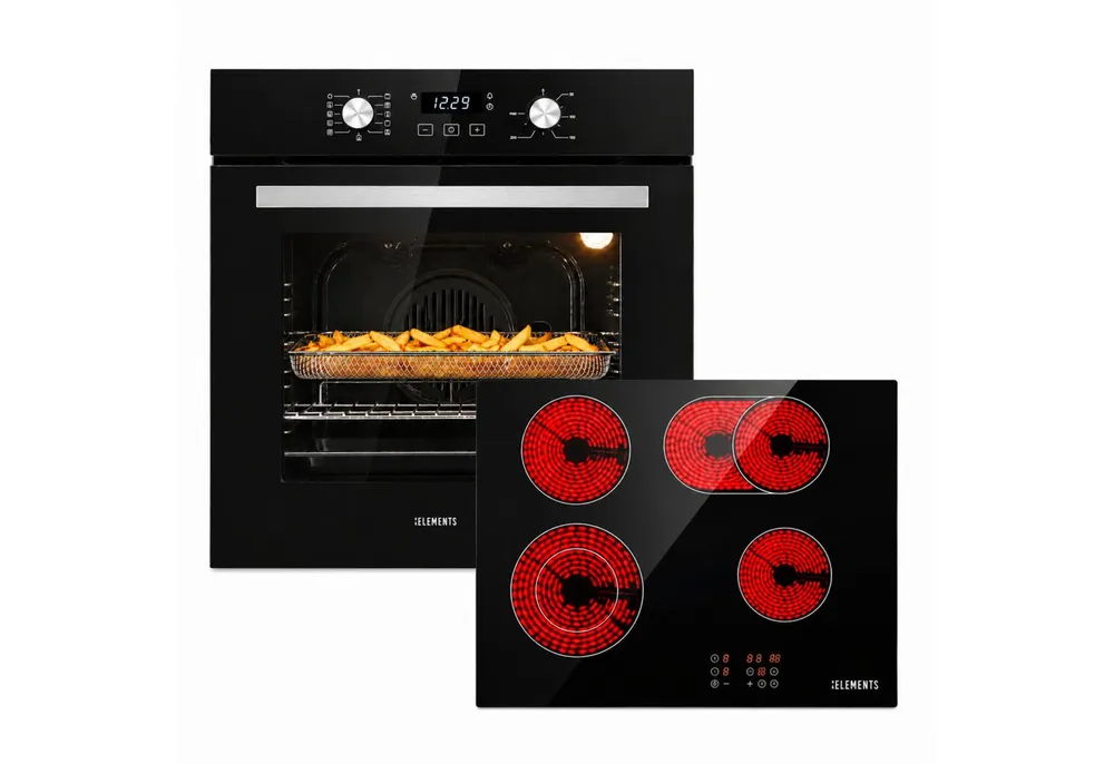 KB Elements Elektro-Herd-Set Autarkes Herdset – Einbaubackofen 60 cm mit 4-Zonen Glaskeramik, Steam Clean, Air Fry, Circle Fan Heater, Steam Clean, Flexzone
